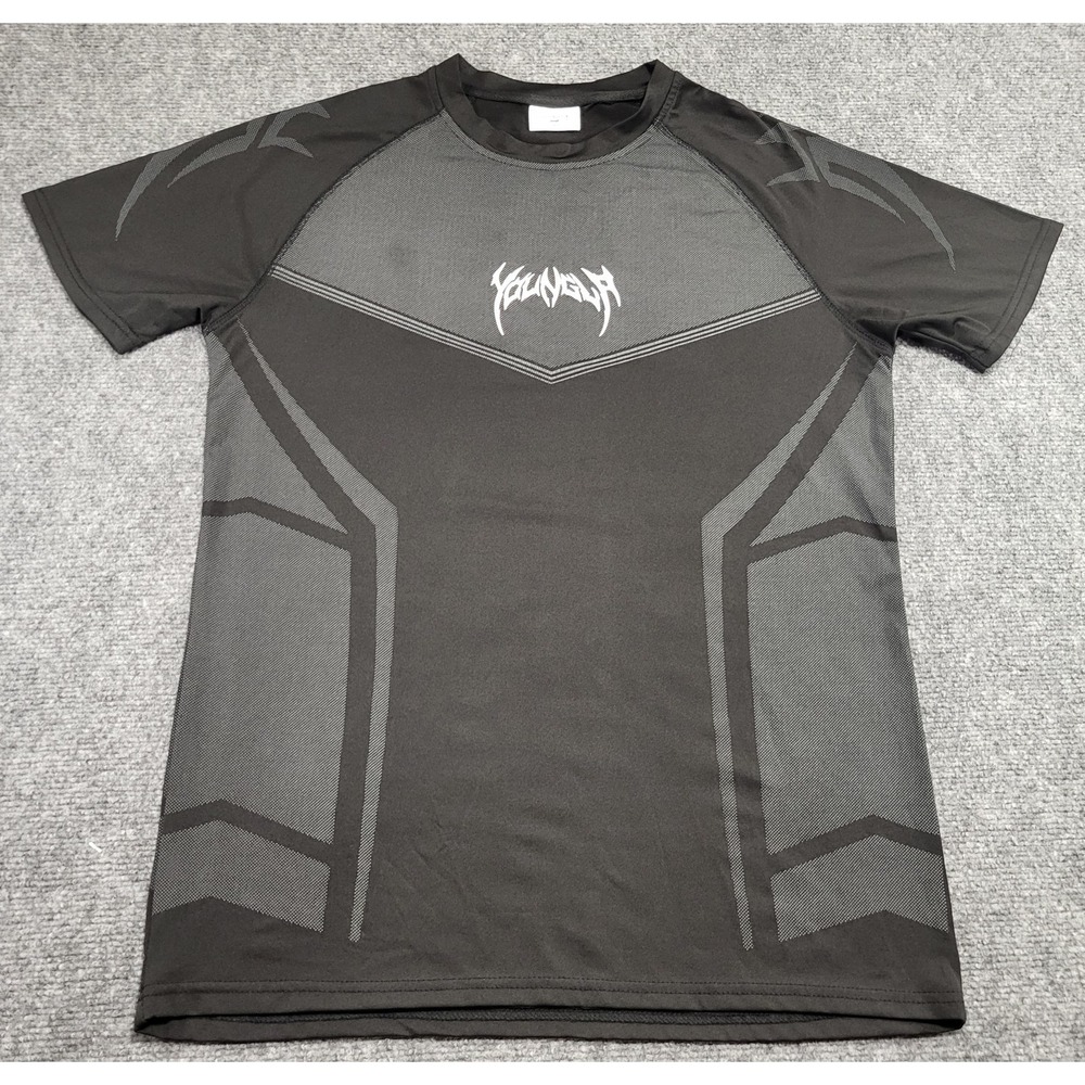 YoungLA 4065 Warrior X Compression Tee Graphic Black & Gray Men's Shirt Size XL